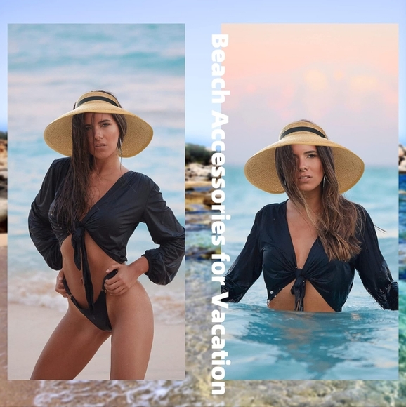 Sun Visor Hats for Women,  Hat Wide Brim, Adjustable UV UPF50+ Protection - Picture 3 of 7